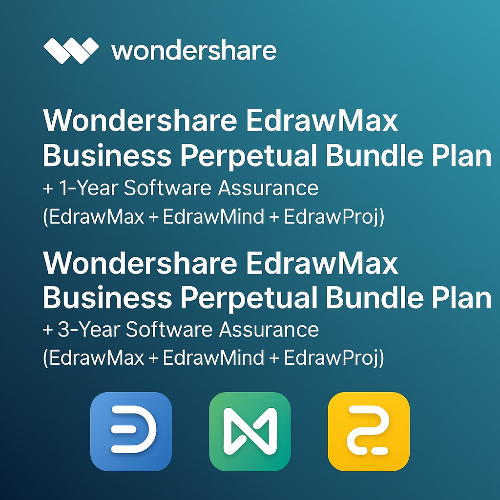 Wondershare EdrawMax Business Perpetual Bundle Plan With Software Assurance (EdrawMax+EdrawMind+EdrawProj)